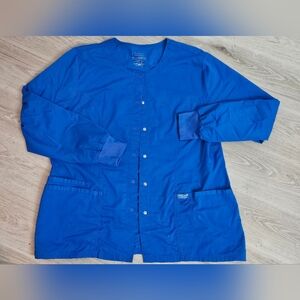 Cherokee Royal Blue Snap-Front Scrub Top